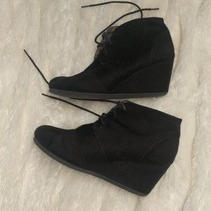 Black Suede Wedge Booties